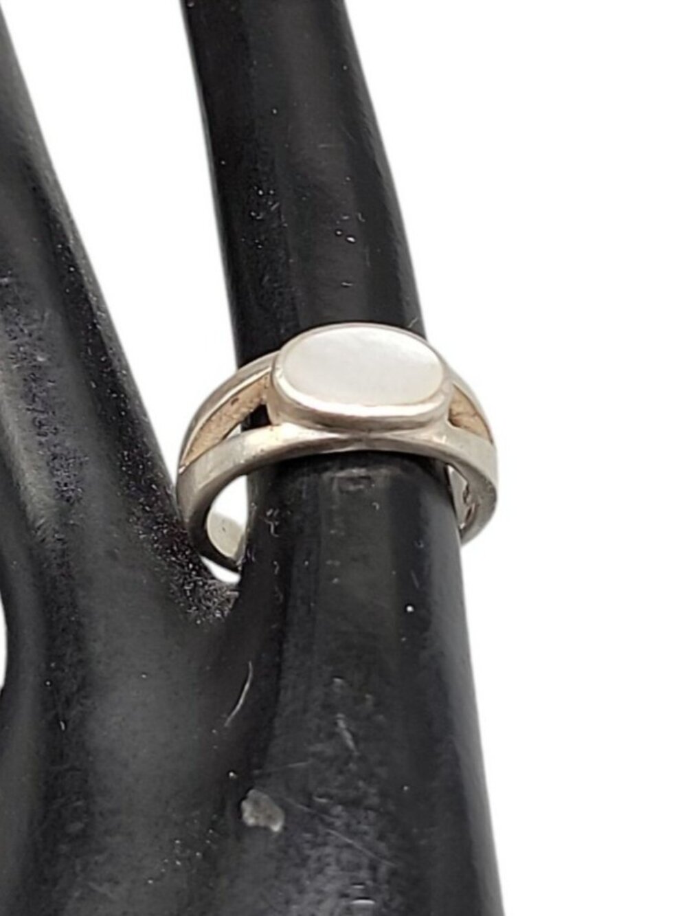 SU Sterling Silver Mother Of Pearl Ring Size 8 Band Style Thailand 925 Gemstone - Picture 9 of 16